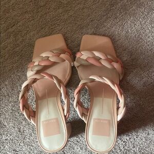 Dolce Vita Pink and Cream Braided Sandals